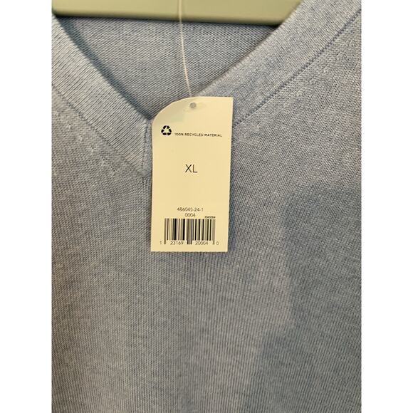 Banana Republic Mens XL Blue V-Neck Sweater Silk Cotton Cashmere Blend - Picture 5 of 7